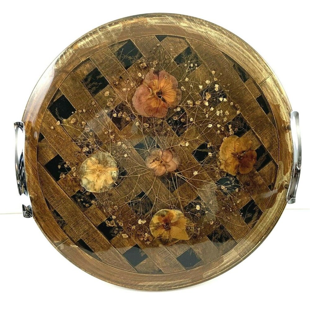 Vintage Design Gifts International Resin "Dried Flowers" Pot Holder Trivet. 14".